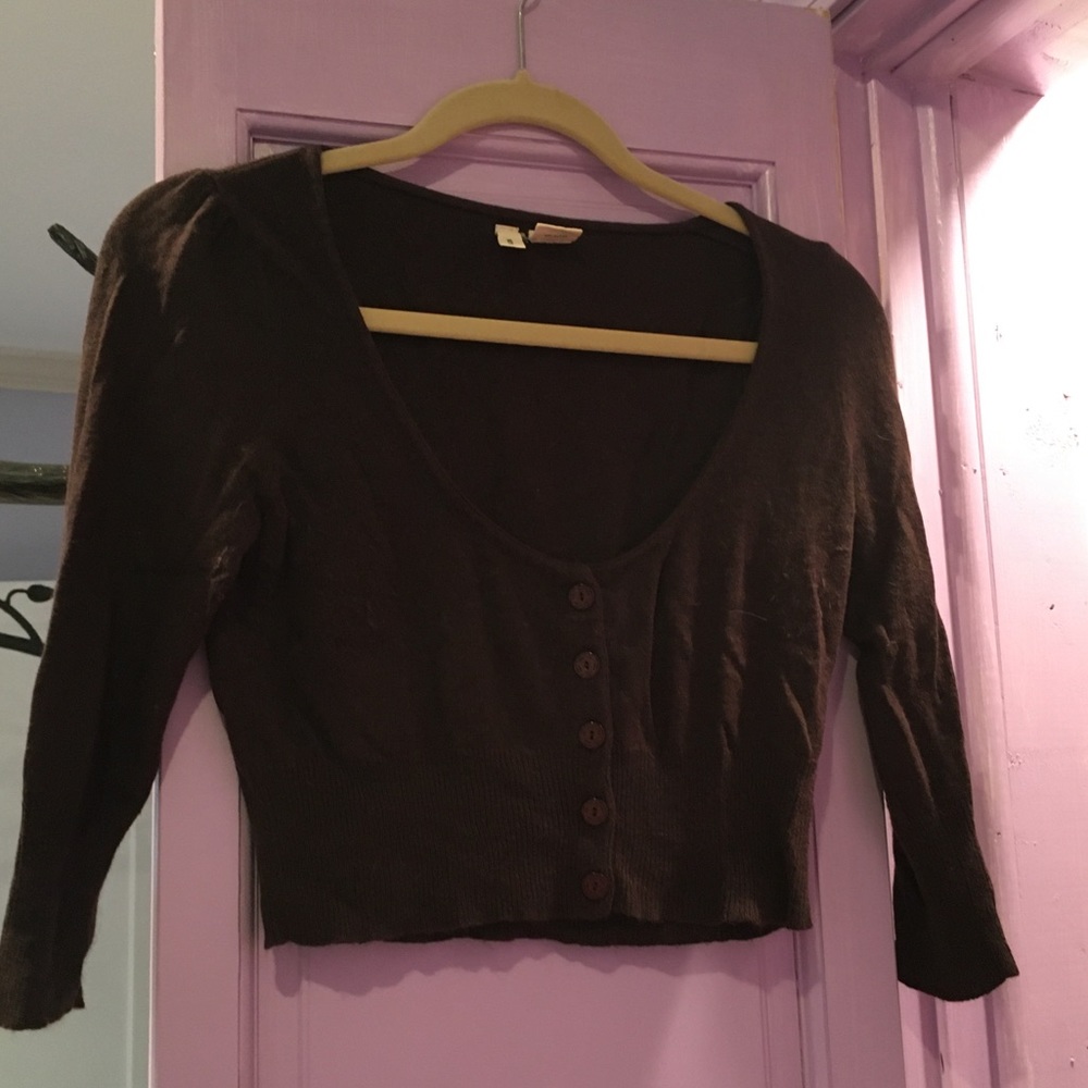 Brown Crop Top Cardigan